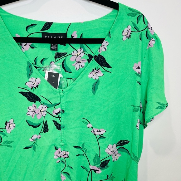 PREMISE | Women's Kelly Lavender Tulip Sleeve Floral Printed Blouse NWT 1X - Picture 10 of 12